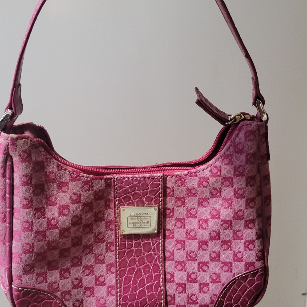 Pink Liz Clairborne Small Croc-Embossed Shoulder Bag